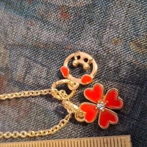 Gold and Red Pendant Necklace